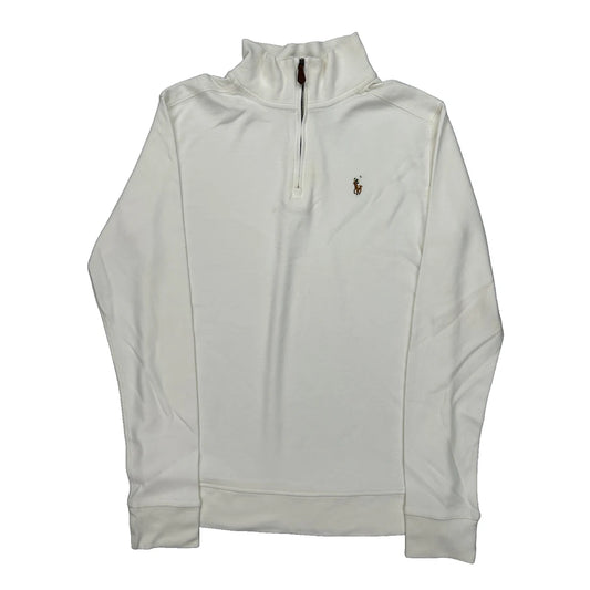Polo By Ralph Lauren 1/4 Zip - Large Cream Cotton