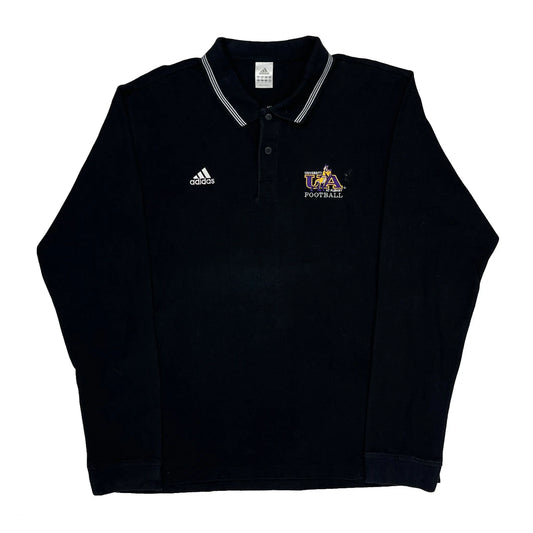 University Of Albany Football Adidas Football Long Sleeve Polo Shirt - XL Black Cotton