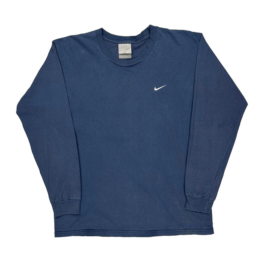 Nike Long Sleeve T-Shirt - XL Blue Cotton