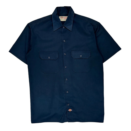 Dickies Short Sleeve Shirt - Medium Navy Cotton