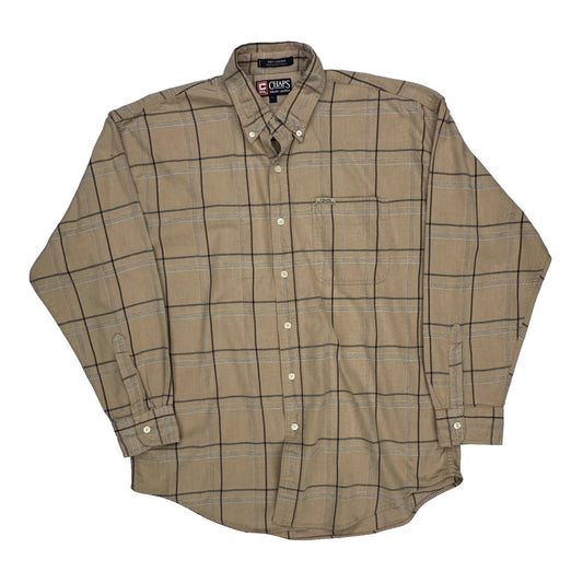 Vintage Chaps Ralph Lauren Checked Shirt - Large Beige Cotton