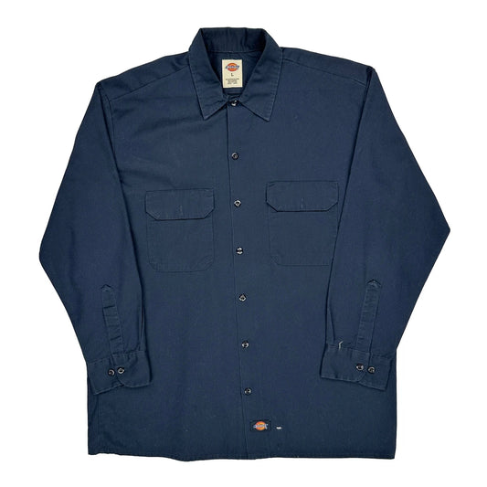 Dickies Shirt - Large Navy Polyester Blend