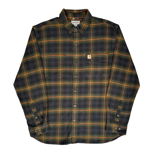 Carhartt Checked Flannel Shirt - Large Black Cotton