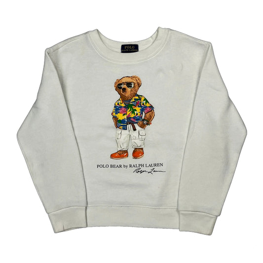 Age 7 Polo By Ralph Lauren Polo Bear Sweatshirt - Small White Cotton