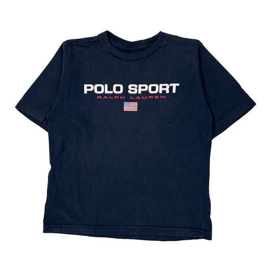 Age 7 Polo Sport Spellout T-Shirt - Small Navy Cotton