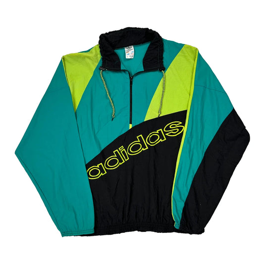 Adidas Spellout Windbreaker - Large Green Nylon