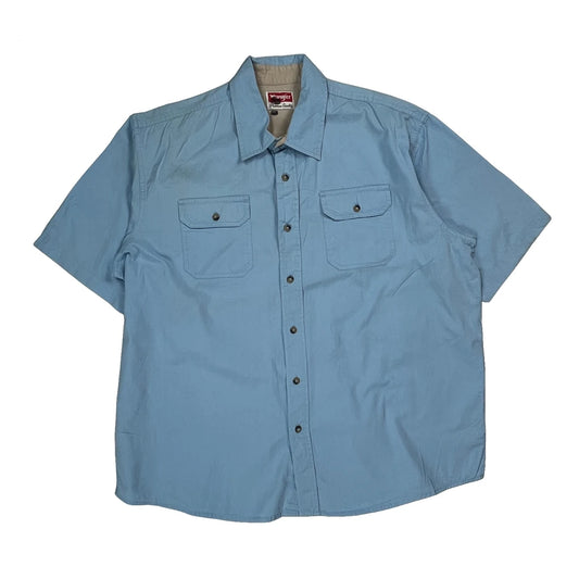 Premium Quality Wrangler Short Sleeve Shirt - XL Blue Cotton