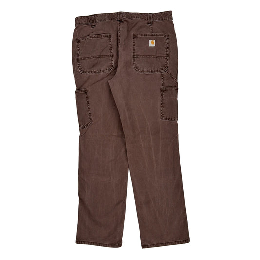 Carhartt Double Knee Carpenter Trousers - 34W UK 14 Brown Cotton Blend