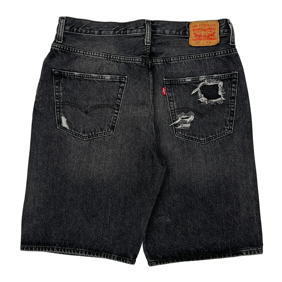 569 Levis Denim Shorts - 36W 11L Black Cotton