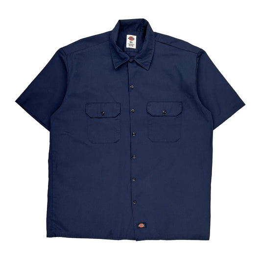Dickies Short Sleeve Shirt - XL Navy Polyester Blend