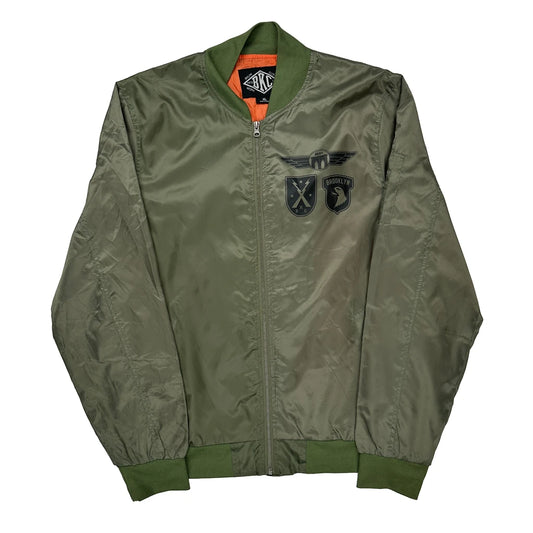 Brooklyn Bkc Graphic Bomber Jacket - XL Green Polyester