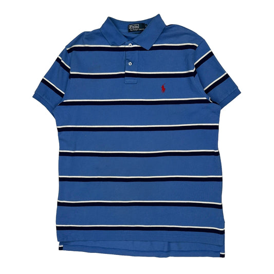 Polo By Ralph Lauren Striped Polo Shirt - Large Blue Cotton