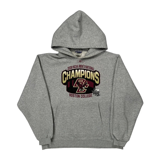 Boston College Reebok College Hoodie - Medium Grey Cotton Blend