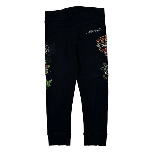 Tattoo Ed Hardy Graphic Leggings - Medium Black Cotton