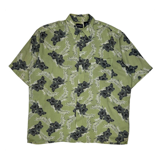 Puritan Tall Hawaiian Shirt - Large Green Viscose