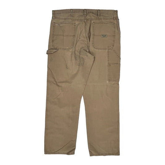 Wrangler Double Knee Carpenter Trousers - 36W 32L Beige Cotton