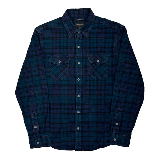 True Religion Checked Flannel Shirt - Medium Blue Cotton
