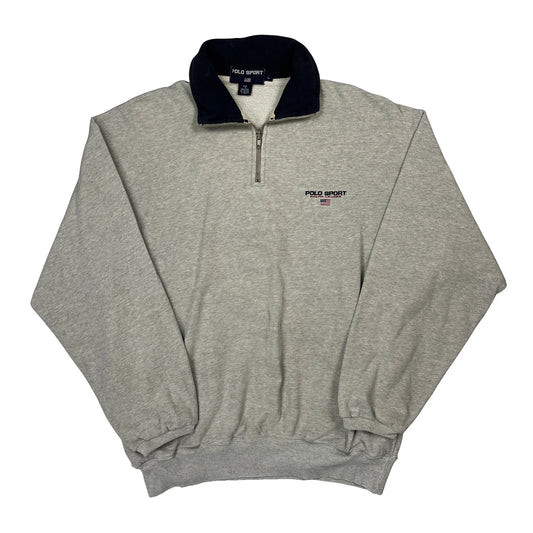 Polo Sport Collared 1/4 Zip - Large Grey Cotton