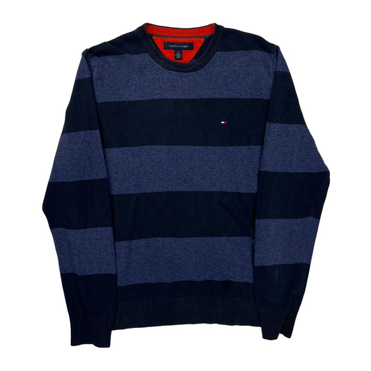 Tommy Hilfiger Striped Jumper - Medium Blue Cotton