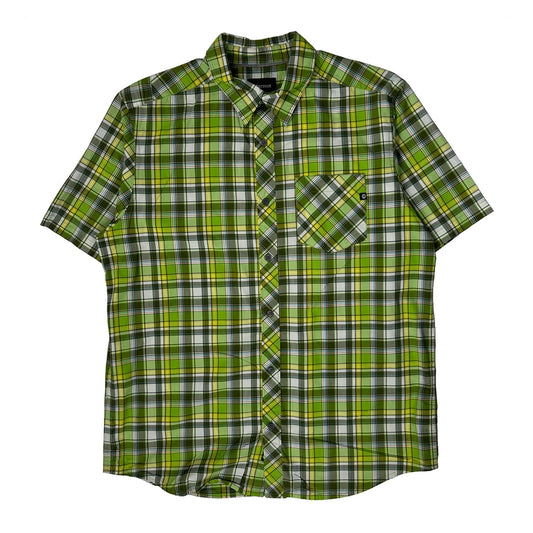 Marmot Checked Short Sleeve Shirt - Large Green Polyester Blend