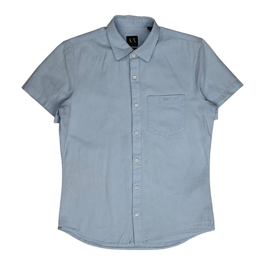 Armani Exchange Short Sleeve Shirt - Small Blue Cotton