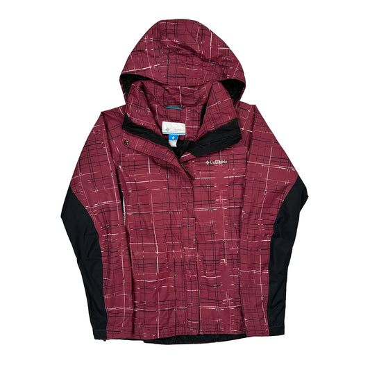 Columbia Checked Jacket - Large Burgundy Polyester