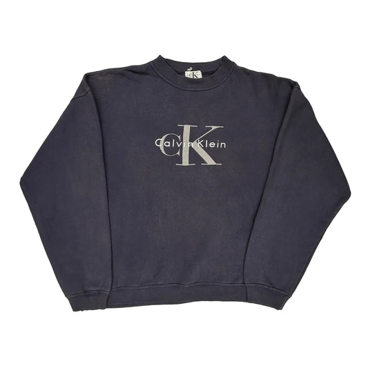 Calvin Klein Jeans Spellout Sweatshirt - Large Navy Cotton