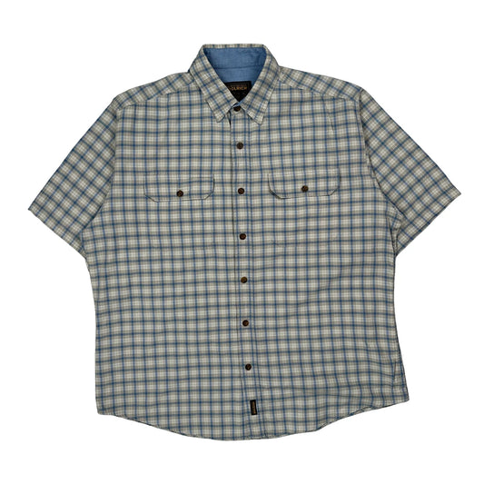 Woolrich Checked Short Sleeve Shirt - Large Blue Cotton