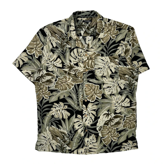 George Floral Hawaiian Shirt - Large Brown Cotton