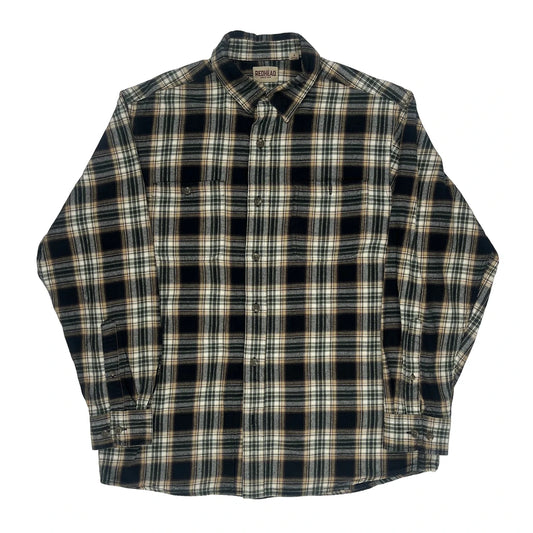 Vintage Red Head Checked Flannel Shirt - Large Black Cotton