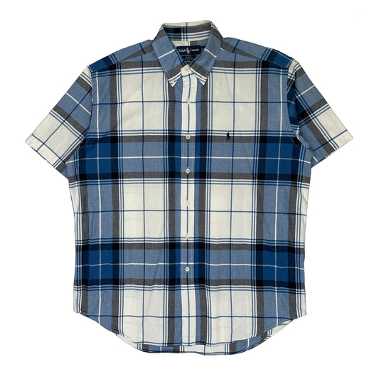 Blake Ralph Lauren Checked Short Sleeve Shirt - Large White Cotton
