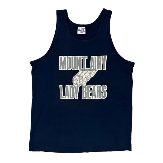 Made In USA Single Stitch Mount Airy Lady Bears Eagle Vest - Large Navy Cotton Blend