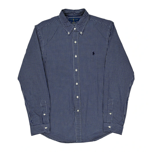 Slim Fit Ralph Lauren Checked Shirt - Large Blue Cotton