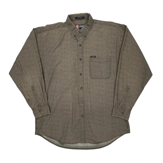 Chaps Ralph Lauren Patterned Shirt - Large Brown Cotton