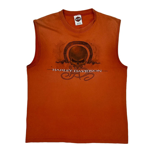 Harley Davidson Graphic Vest - Large Orange Cotton