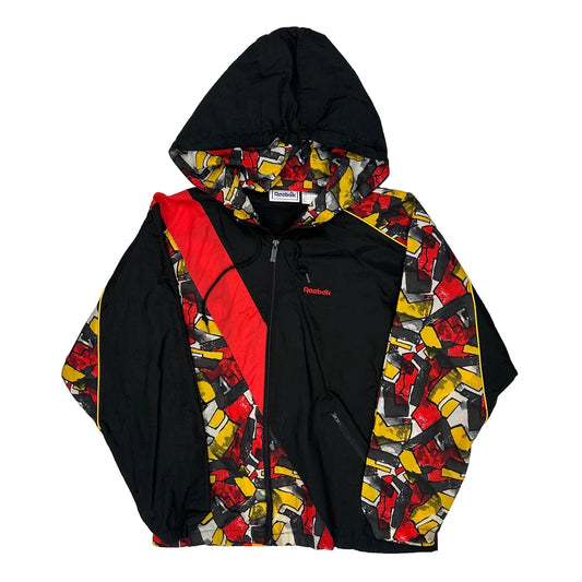 Reebok Windbreaker - Large Black Nylon