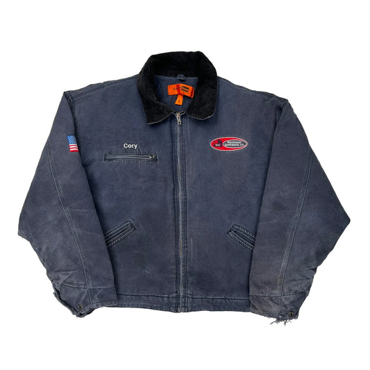 Warehouse Services Inc. Corner Stone Graphic Jacket - Large Blue Cotton