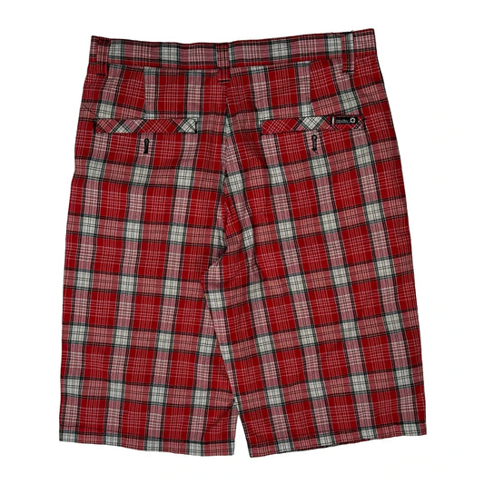 South Pole Checked Baggy Shorts - 36W 14L Red Cotton