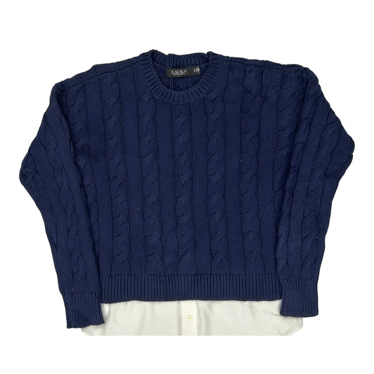 Ralph Lauren Cable Knit Jumper - Small Blue Cotton