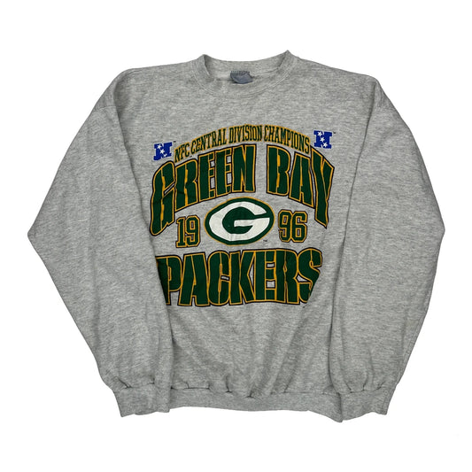 Green Bay Packers Logo Athletics Football Sweatshirt - Large Grey Cotton Blend
