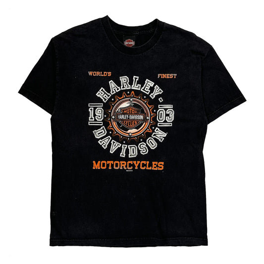 Motorcycles Harley Davidson Graphic T-Shirt - Large Black Cotton