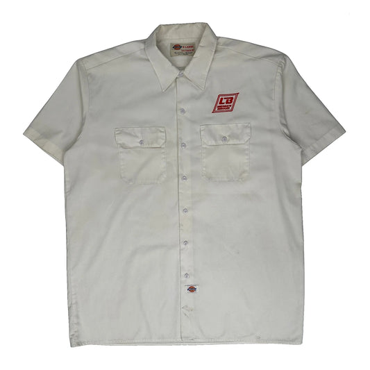 Authentic Workwear Since 1922 Dickies Collared Short Sleeve Shirt - XL Cream Cotton Blend