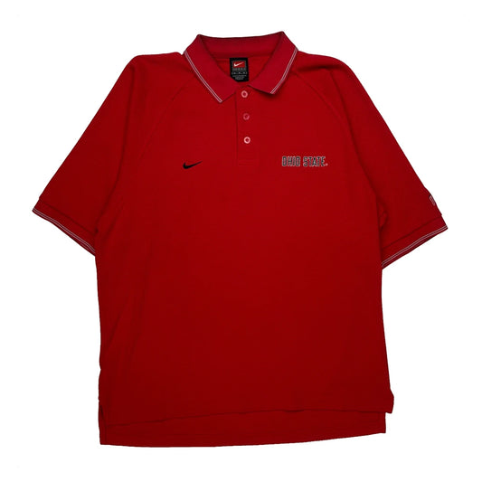 Vintage Ohio State Nike College Polo Shirt - Medium Red Polyester
