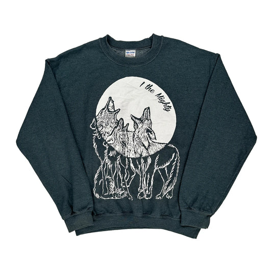 Gildan Graphic Sweatshirt - Medium Grey Cotton Blend