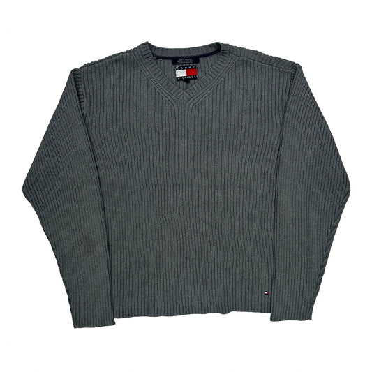 Tommy Hilfiger Chunky Knit Jumper - XL Grey Cotton