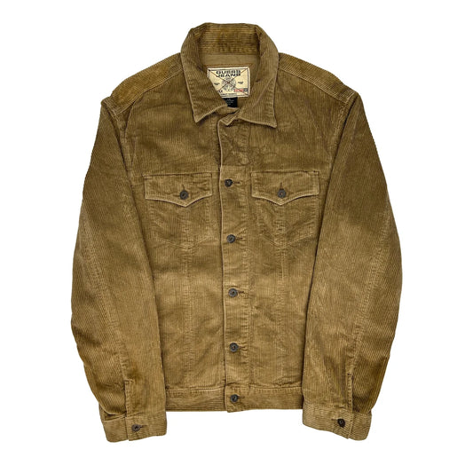 Vintage Guess Collared Cord Jacket - Large Brown Corduroy