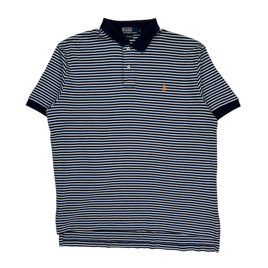 Polo By Ralph Lauren Striped Polo Shirt - Large Navy Cotton