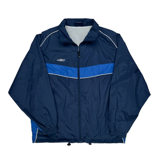 Umbro Striped Windbreaker - Large Navy Polyester