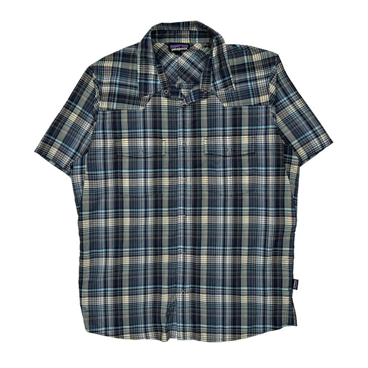 Patagonia Checked Short Sleeve Shirt - Medium Gray Cotton