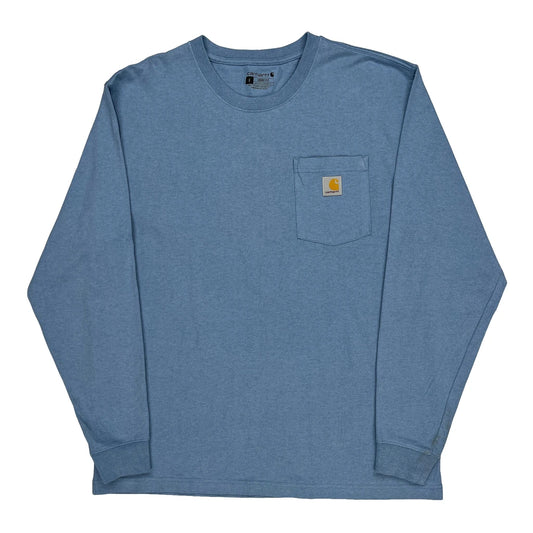Carhartt Long Sleeve T-Shirt - Large Blue Cotton